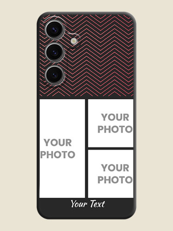 Custom Wave Pattern with 3 Image Holder on Space Black Custom Soft Matte Back Cover - Galaxy S24 5G - alternate view