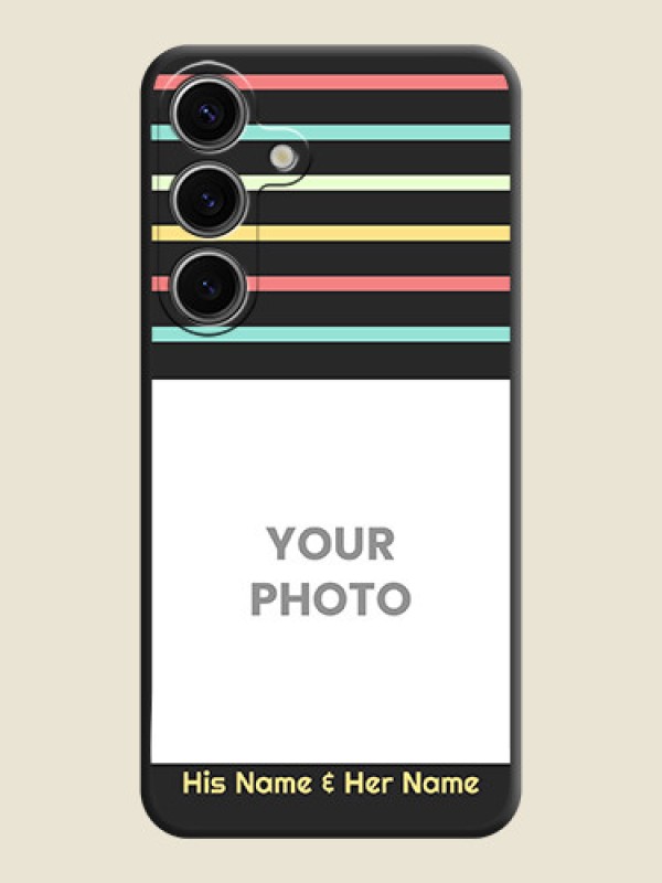 Custom Color Stripes with Photo and Text - Photo on Space Black Soft Matte Mobile Case - Galaxy S24 5G - alternate view