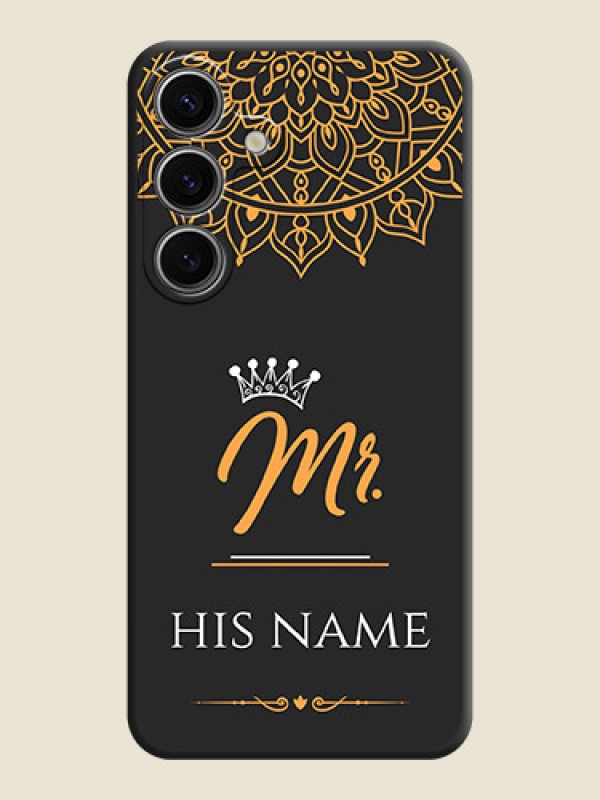 Custom Mr Name with Floral Design on Personalised Space Black Soft Matte Cases - Galaxy S24 5G - alternate view