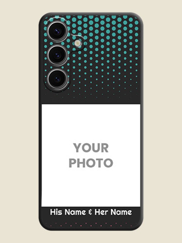 Custom Faded Dots with Grunge Photo Frame and Text on Space Black Custom Soft Matte Phone Cases - Galaxy S24 5G - alternate view
