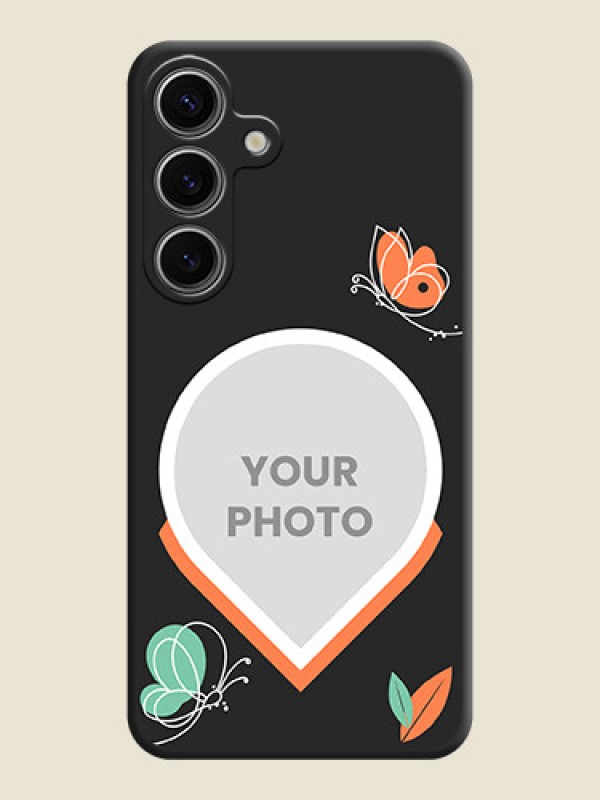 Custom Upload Pic With Simple Butterly Design On Space Black Personalized Soft Matte Phone Covers - Galaxy S24 5G - alternate view