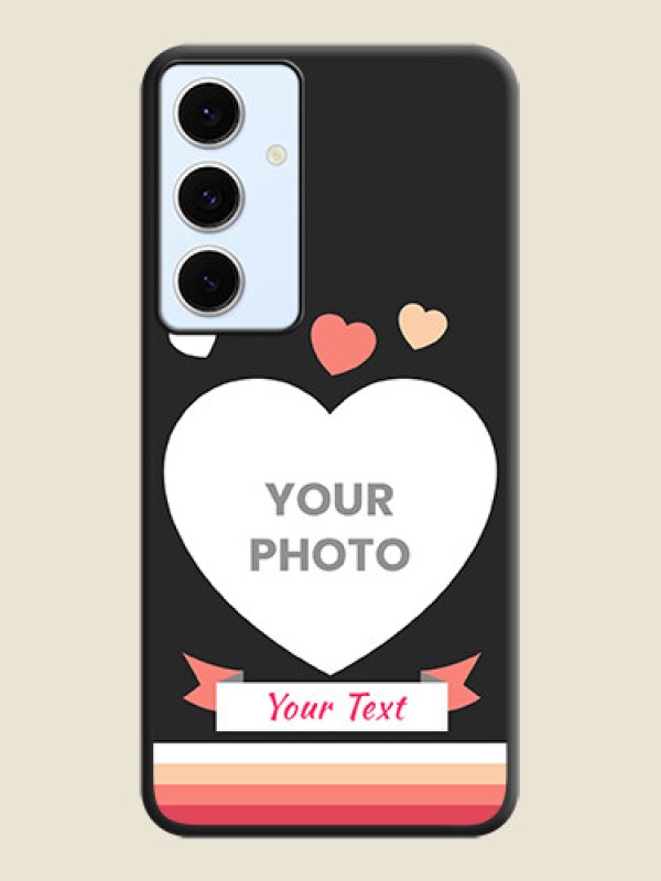 Custom Love Shaped Photo with Colorful Stripes On Space Black Custom Soft Matte Mobile Back Cover - Galaxy S24 FE 5G - alternate view