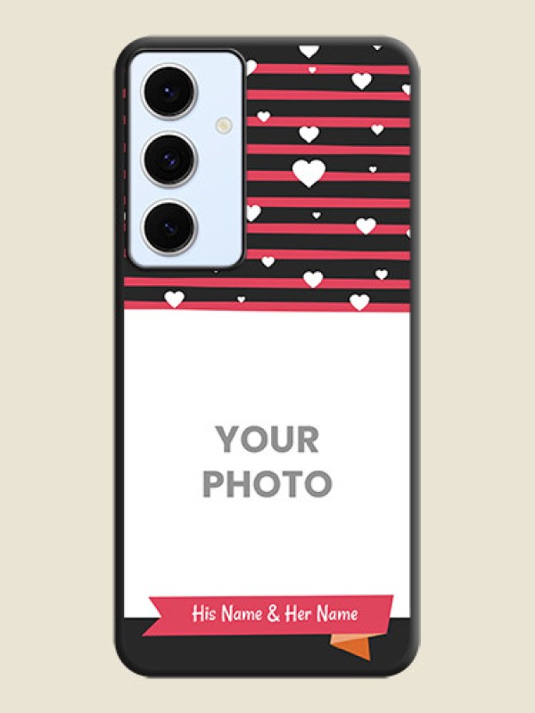 Custom White Color Love Symbols with Pink Lines Pattern On Space Black Custom Soft Matte Mobile Back Cover - Galaxy S24 FE 5G - alternate view