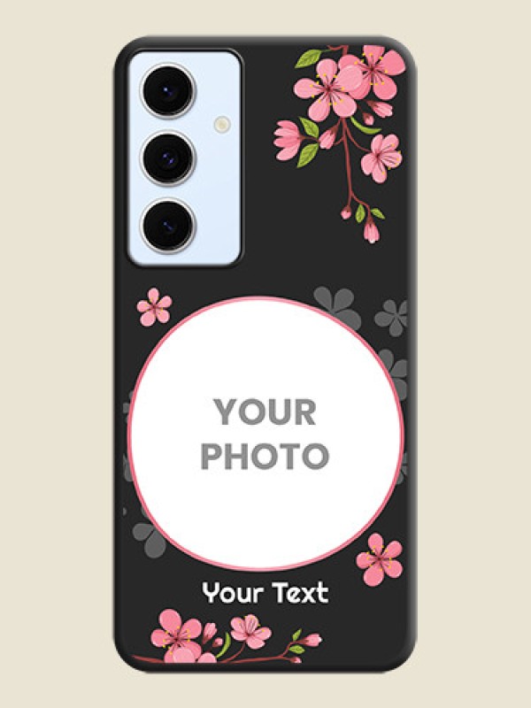 Custom Round Image with Pink Color Floral Design on Photo On Space Black Custom Soft Matte Mobile Back Cover - Galaxy S24 FE 5G - alternate view