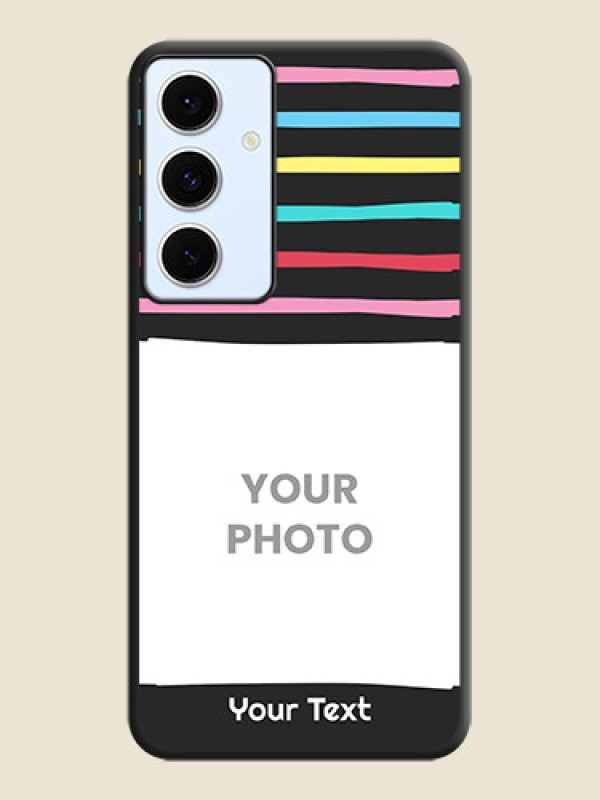 Custom Multicolor Lines with Image On Space Black Custom Soft Matte Mobile Back Cover - Galaxy S24 FE 5G - alternate view