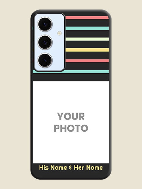Custom Color Stripes with Photo and Text on Photo On Space Black Custom Soft Matte Mobile Back Cover - Galaxy S24 FE 5G - alternate view