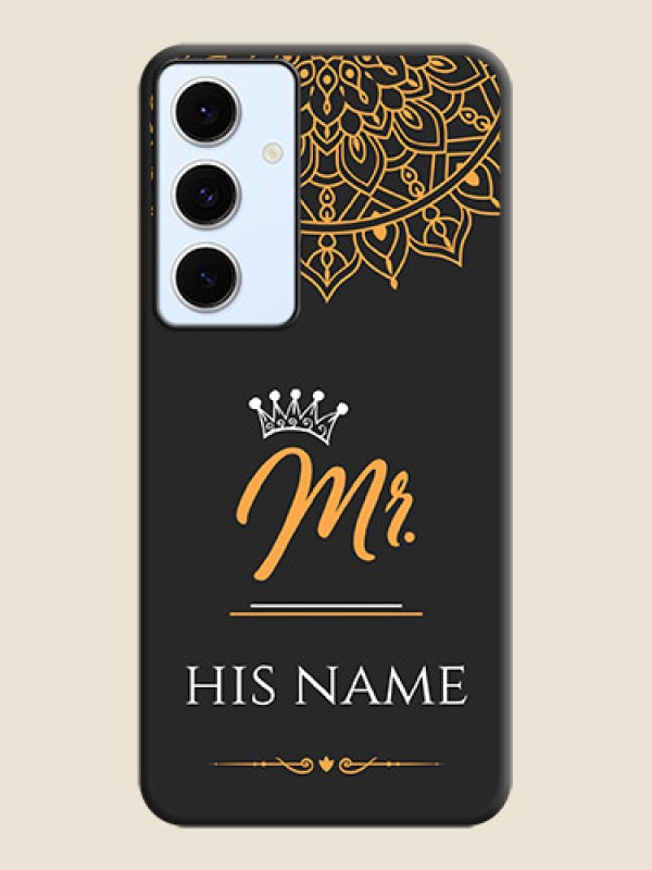 Custom Mr Name with Floral Design On Space Black Custom Soft Matte Mobile Back Cover - Galaxy S24 FE 5G - alternate view