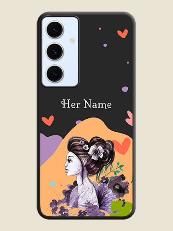 Custom Namecase For Her With Fancy Lady Image On Space Black Custom Soft Matte Mobile Back Cover - Galaxy S24 FE 5G - alternate view