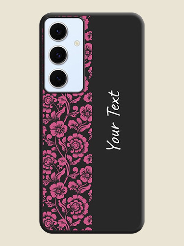 Custom Pink Floral Pattern Design With Custom Text On Space Black Custom Soft Matte Mobile Back Cover - Galaxy S24 FE 5G - alternate view