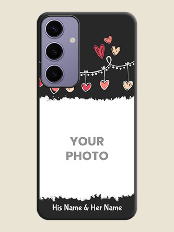 Custom Pink Love Hangings with Name on Space Black Custom Soft Matte Phone Cases - Galaxy S24 Plus 5G - alternate view
