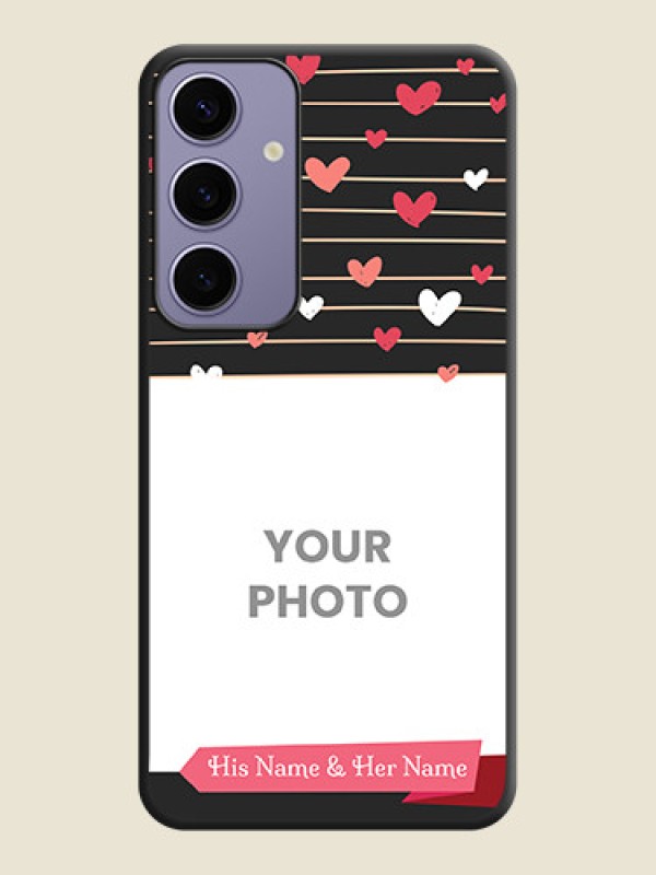 Custom Love Pattern with Name on Pink Ribbon - Photo on Space Black Soft Matte Back Cover - Galaxy S24 Plus 5G - alternate view