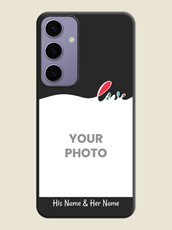 Custom Fall in Love Pattern with Picture - Photo on Space Black Soft Matte Mobile Case - Galaxy S24 Plus 5G - alternate view