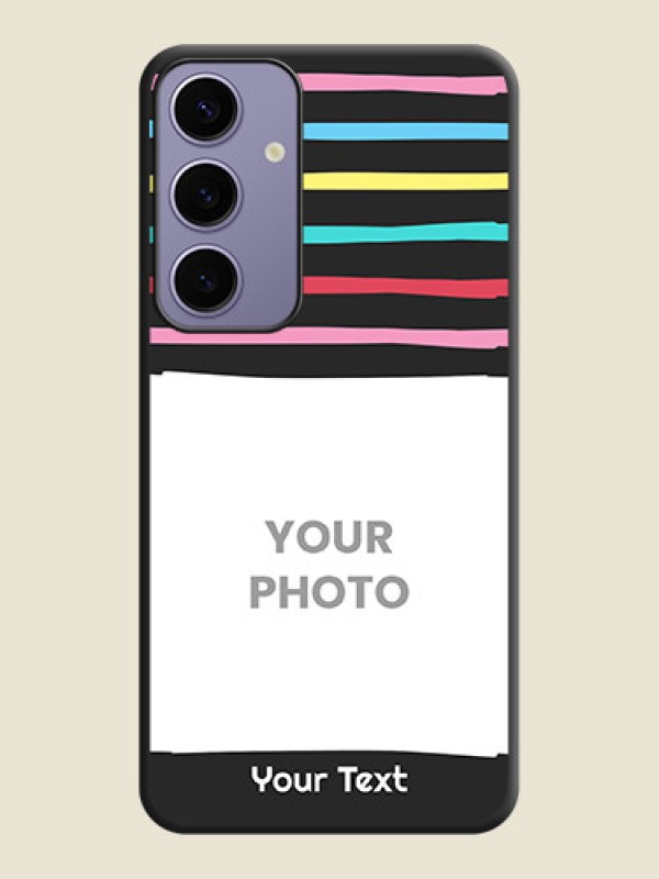 Custom Multicolor Lines with Image on Space Black Personalized Soft Matte Phone Covers - Galaxy S24 Plus 5G - alternate view