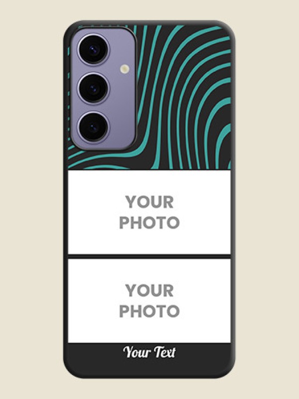 Custom Wave Pattern with 2 Image Holder on Space Black Personalized Soft Matte Phone Covers - Galaxy S24 Plus 5G - alternate view