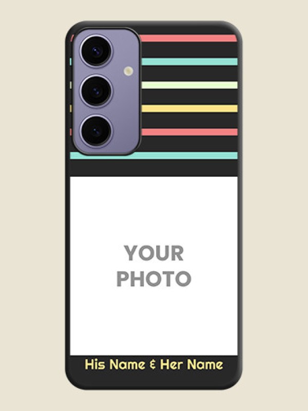 Custom Color Stripes with Photo and Text - Photo on Space Black Soft Matte Mobile Case - Galaxy S24 Plus 5G - alternate view