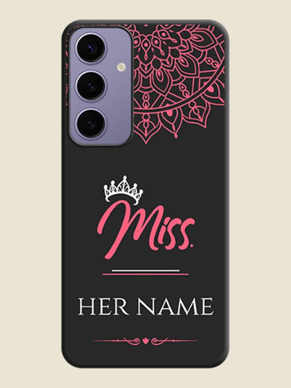 Custom Mrs Name with Floral Design on Space Black Personalized Soft Matte Phone Covers - Galaxy S24 Plus 5G - alternate view