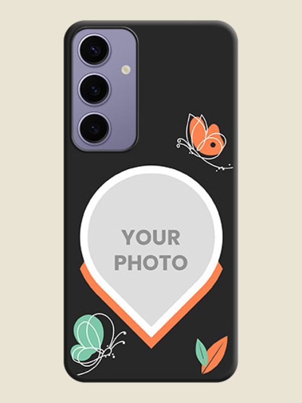 Custom Upload Pic With Simple Butterly Design On Space Black Personalized Soft Matte Phone Covers - Galaxy S24 Plus 5G - alternate view