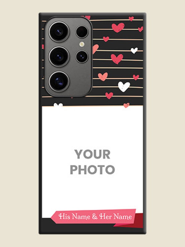 Custom Love Pattern with Name on Pink Ribbon - Photo on Space Black Soft Matte Back Cover - Galaxy S24 Ultra 5G - alternate view