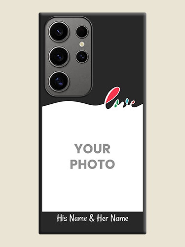 Custom Fall in Love Pattern with Picture - Photo on Space Black Soft Matte Mobile Case - Galaxy S24 Ultra 5G - alternate view