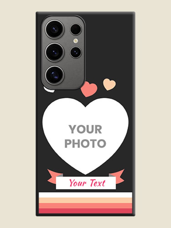 Custom Love Shaped Photo with Colorful Stripes on Personalised Space Black Soft Matte Cases - Galaxy S24 Ultra 5G - alternate view