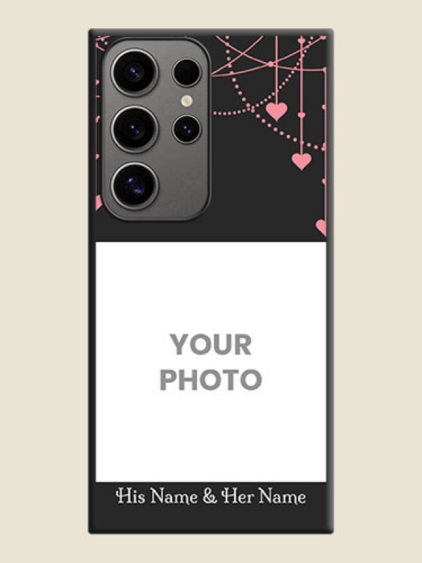 Custom Pink Love Hangings with Text on Space Black Custom Soft Matte Back Cover - Galaxy S24 Ultra 5G - alternate view