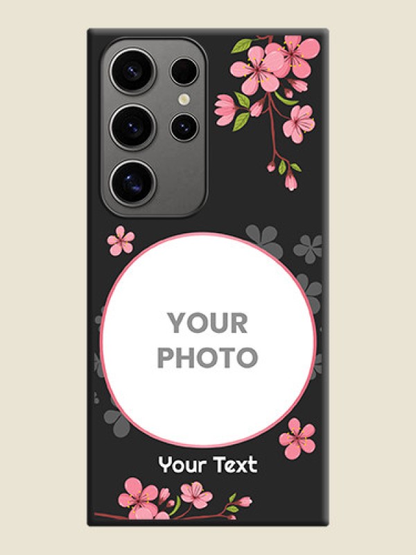 Custom Round Image with Pink Color Floral Design - Photo on Space Black Soft Matte Back Cover - Galaxy S24 Ultra 5G - alternate view