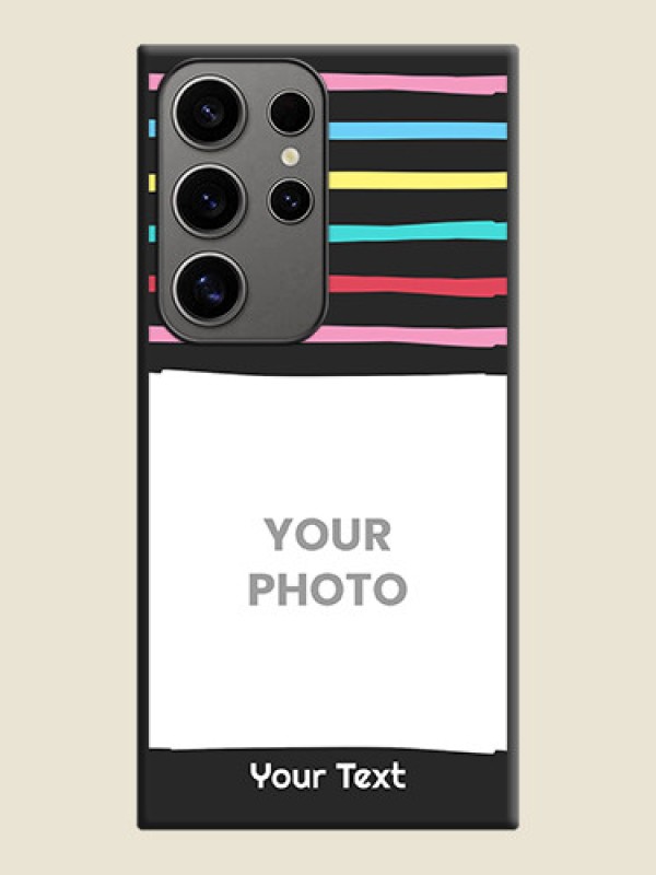 Custom Multicolor Lines with Image on Space Black Personalized Soft Matte Phone Covers - Galaxy S24 Ultra 5G - alternate view