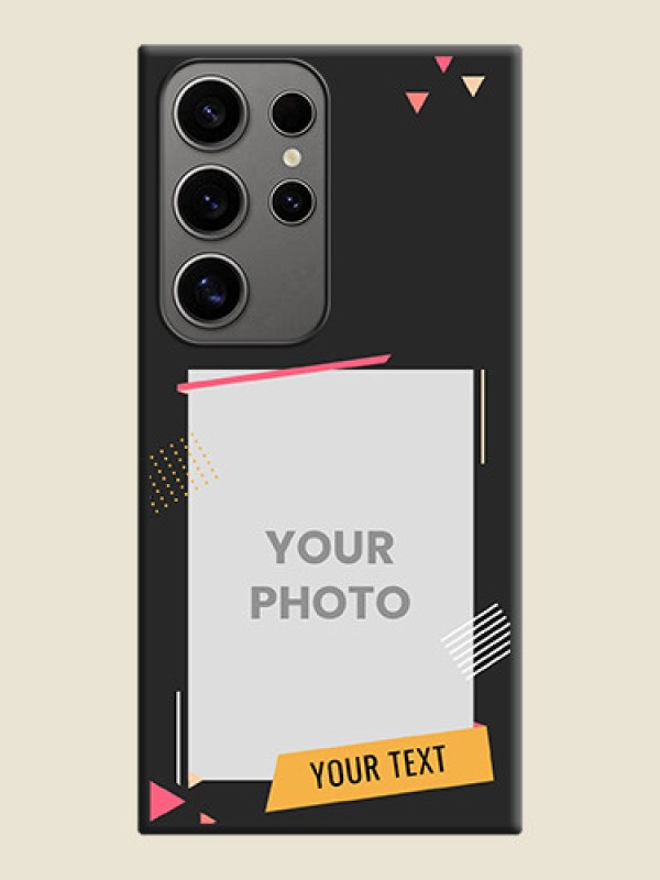 Custom Photo Frame with Triangle Small Dots - Photo on Space Black Soft Matte Back Cover - Galaxy S24 Ultra 5G - alternate view