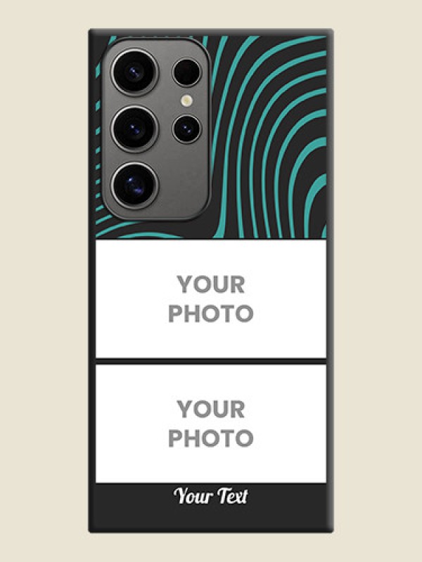 Custom Wave Pattern with 2 Image Holder on Space Black Personalized Soft Matte Phone Covers - Galaxy S24 Ultra 5G - alternate view