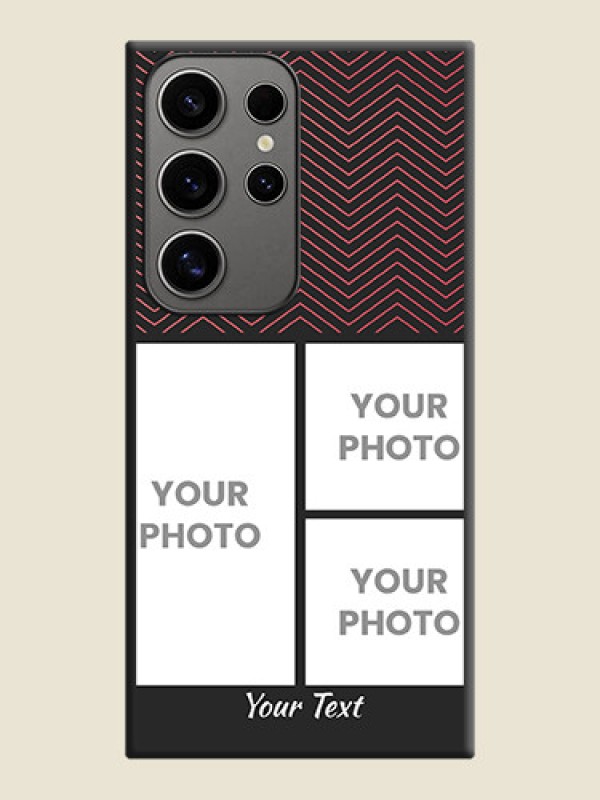 Custom Wave Pattern with 3 Image Holder on Space Black Custom Soft Matte Back Cover - Galaxy S24 Ultra 5G - alternate view