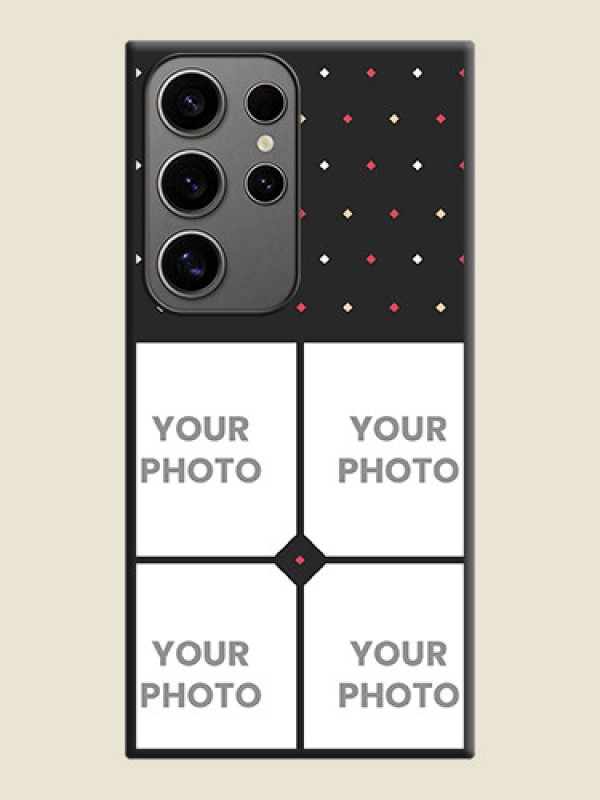 Custom Multicolor Dotted Pattern with 4 Image Holder on Space Black Custom Soft Matte Phone Cases - Galaxy S24 Ultra 5G - alternate view