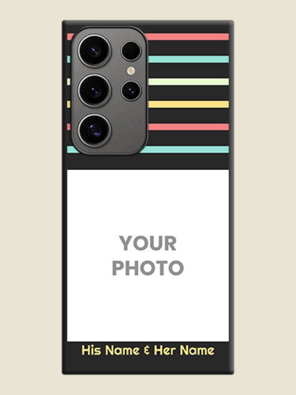 Custom Color Stripes with Photo and Text - Photo on Space Black Soft Matte Mobile Case - Galaxy S24 Ultra 5G - alternate view