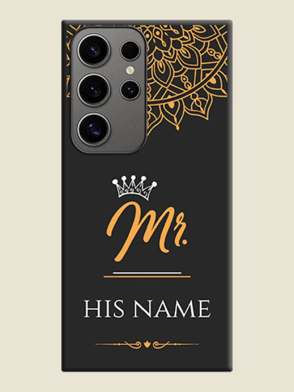 Custom Mr Name with Floral Design on Personalised Space Black Soft Matte Cases - Galaxy S24 Ultra 5G - alternate view