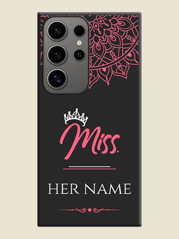 Custom Mrs Name with Floral Design on Space Black Personalized Soft Matte Phone Covers - Galaxy S24 Ultra 5G - alternate view