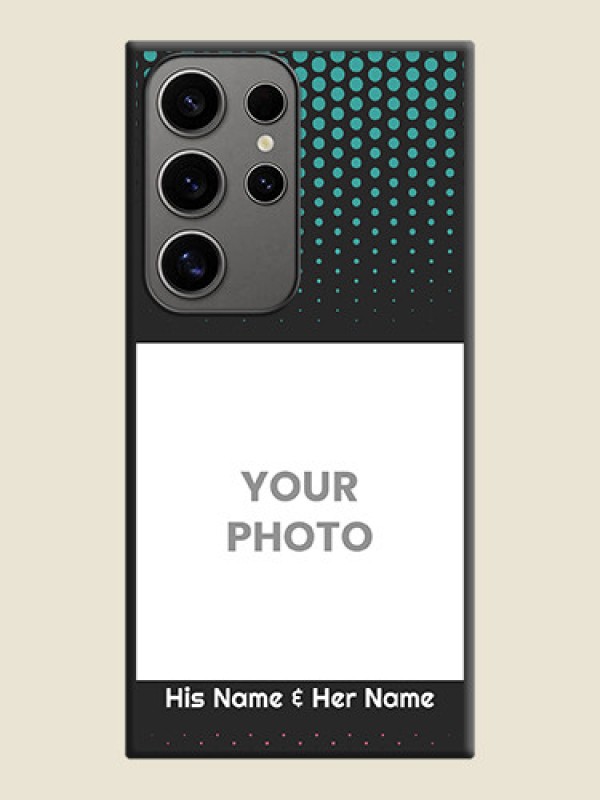 Custom Faded Dots with Grunge Photo Frame and Text on Space Black Custom Soft Matte Phone Cases - Galaxy S24 Ultra 5G - alternate view