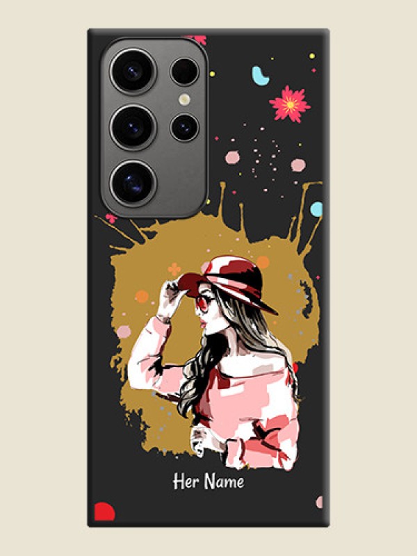 Custom Mordern Lady With Color Splash Background With Custom Text On Space Black Personalized Soft Matte Phone Covers - Galaxy S24 Ultra 5G - alternate view