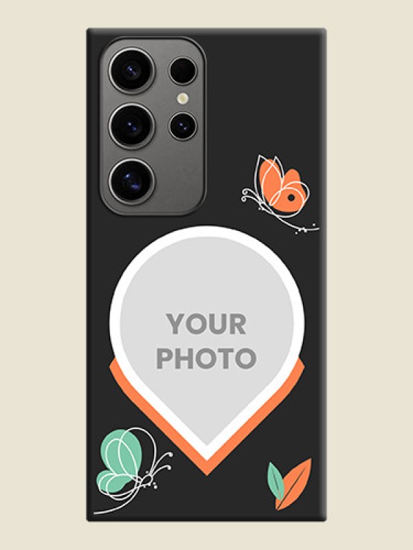 Custom Upload Pic With Simple Butterly Design On Space Black Personalized Soft Matte Phone Covers - Galaxy S24 Ultra 5G - alternate view