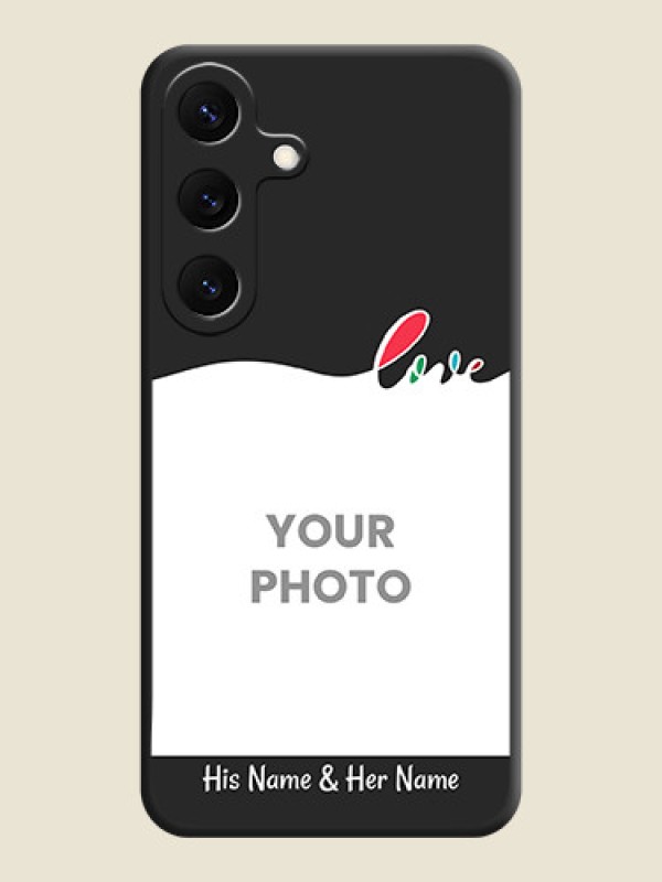 Custom Fall in Love Pattern with Picture on Photo On Space Black Custom Soft Matte Mobile Back Cover - Galaxy S25 5G - alternate view