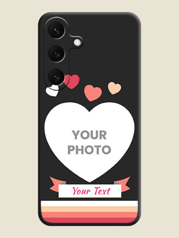 Custom Love Shaped Photo with Colorful Stripes On Space Black Custom Soft Matte Mobile Back Cover - Galaxy S25 5G - alternate view