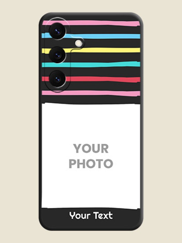 Custom Multicolor Lines with Image On Space Black Custom Soft Matte Mobile Back Cover - Galaxy S25 5G - alternate view