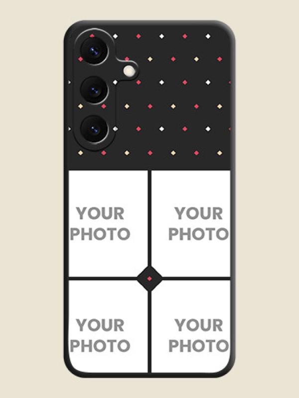 Custom Multicolor Dotted Pattern with 4 Image Holder On Space Black Custom Soft Matte Mobile Back Cover - Galaxy S25 5G - alternate view