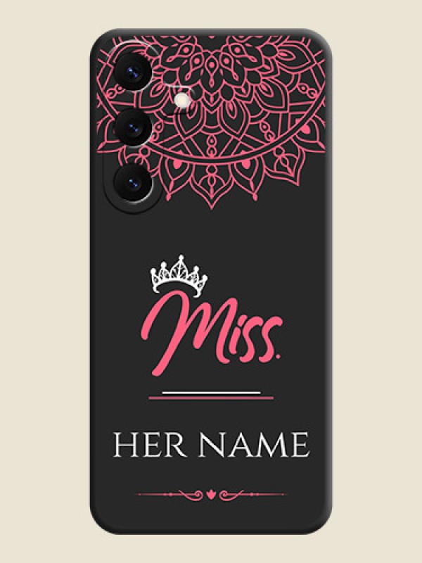 Custom Mrs Name with Floral Design On Space Black Custom Soft Matte Mobile Back Cover - Galaxy S25 5G - alternate view