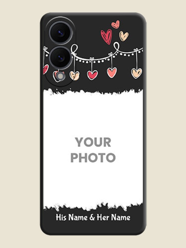 Custom Pink Love Hangings with Name On Space Black Custom Soft Matte Mobile Back Cover - Samsung Galaxy S25 Edge 5G - alternate view