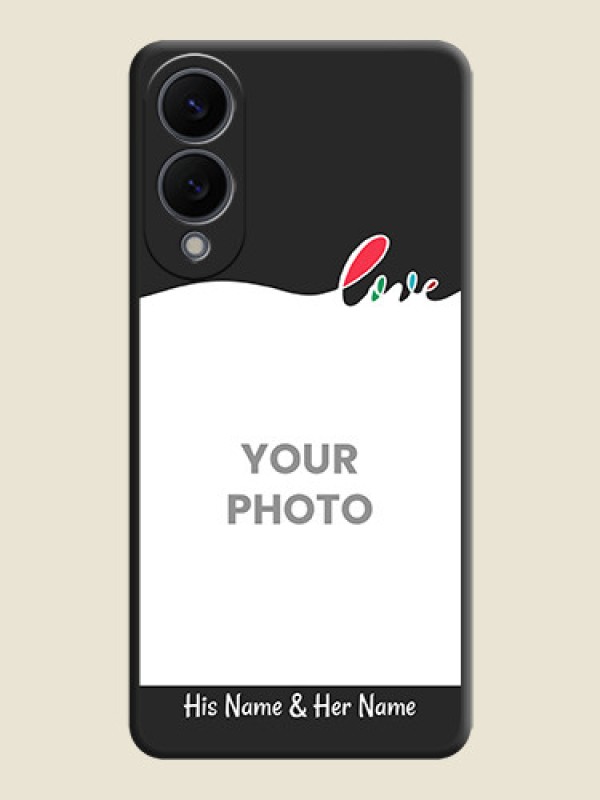 Custom Fall in Love Pattern with Picture on Photo On Space Black Custom Soft Matte Mobile Back Cover - Samsung Galaxy S25 Edge 5G - alternate view