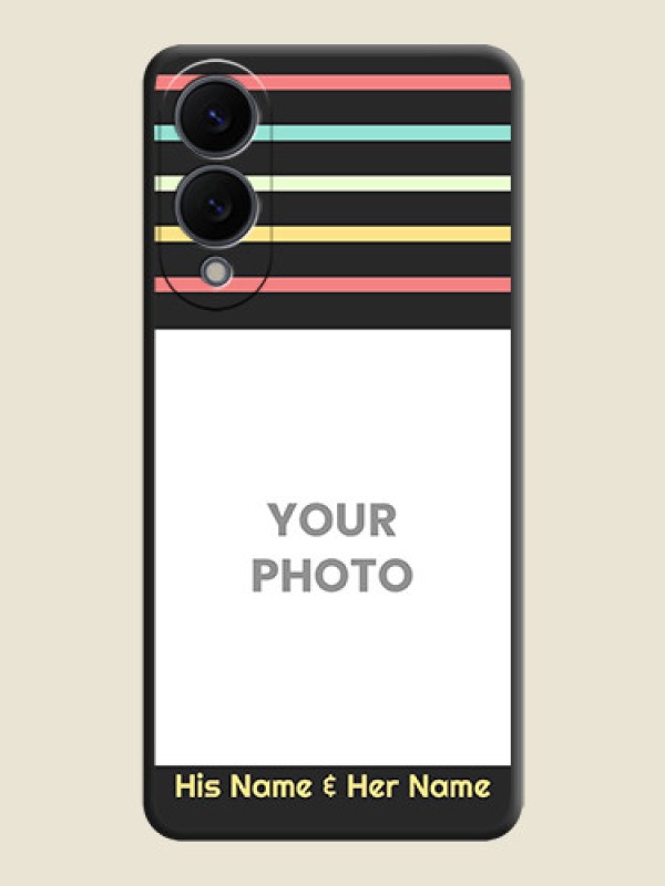 Custom Color Stripes with Photo and Text on Photo On Space Black Custom Soft Matte Mobile Back Cover - Samsung Galaxy S25 Edge 5G - alternate view