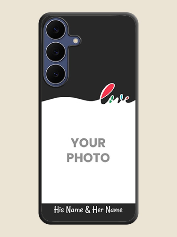 Custom Fall in Love Pattern with Picture on Photo On Space Black Custom Soft Matte Mobile Back Cover - Samsung Galaxy S25 FE 5G - alternate view