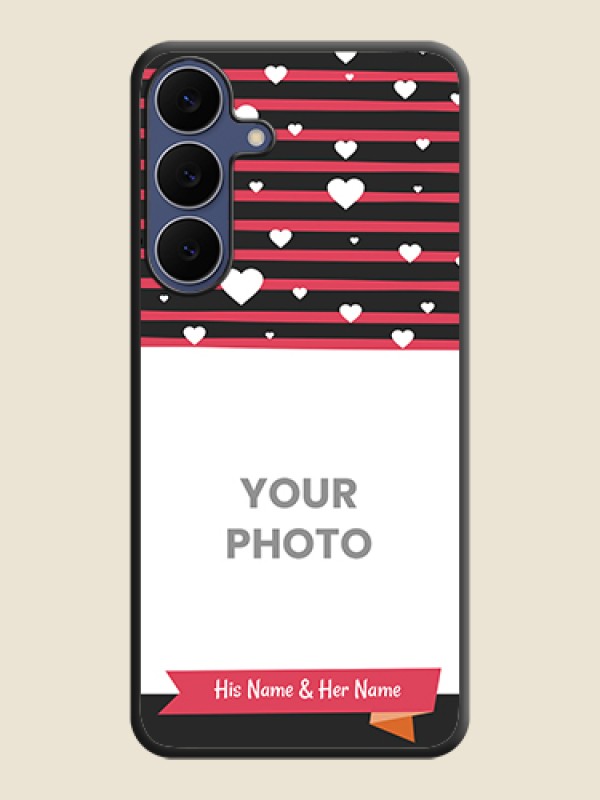 Custom White Color Love Symbols with Pink Lines Pattern On Space Black Custom Soft Matte Mobile Back Cover - Samsung Galaxy S25 FE 5G - alternate view