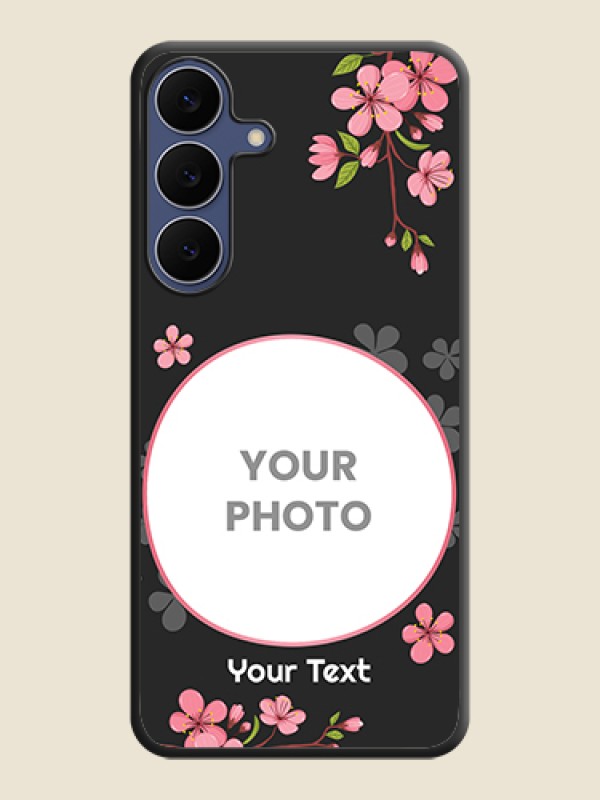 Custom Round Image with Pink Color Floral Design on Photo On Space Black Custom Soft Matte Mobile Back Cover - Samsung Galaxy S25 FE 5G - alternate view