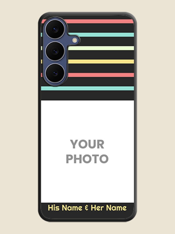 Custom Color Stripes with Photo and Text on Photo On Space Black Custom Soft Matte Mobile Back Cover - Samsung Galaxy S25 FE 5G - alternate view