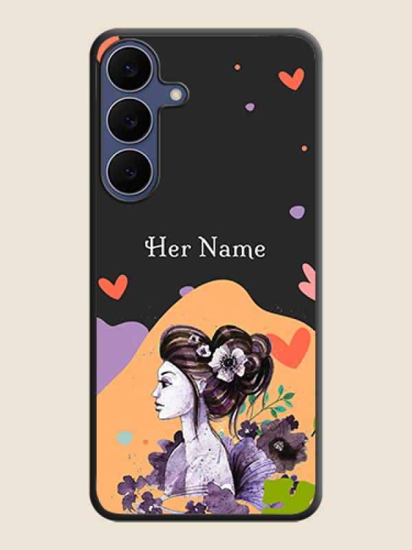 Custom Namecase For Her With Fancy Lady Image On Space Black Custom Soft Matte Mobile Back Cover - Samsung Galaxy S25 FE 5G - alternate view